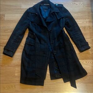 Banana Republic Women's Gray/Black Plaid Coat